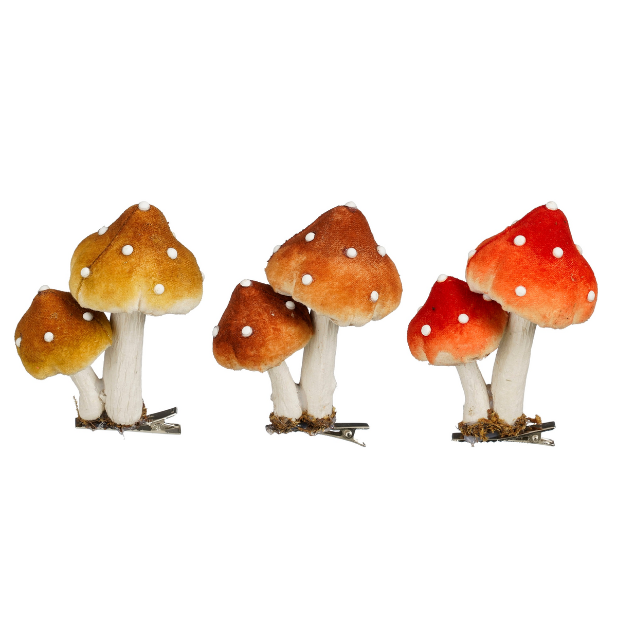 clip paddestoel oranje bruin l.bruin 3 assorti - l7xb5xh9,5cm