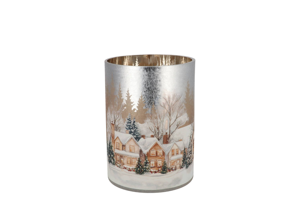 ruby silver t-light winter house 9x10cm
