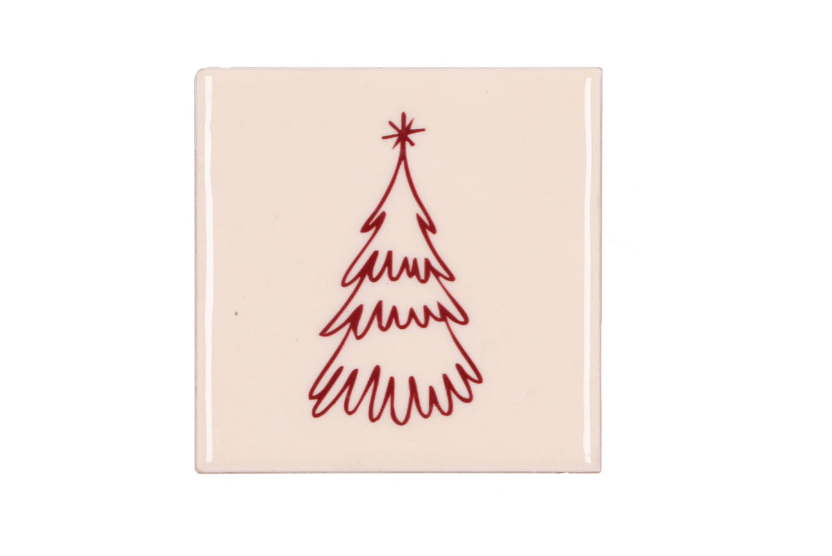 tile christmas tree cream 10x10x1cm