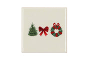 tile tree bow wreath sand 10x10x1cm