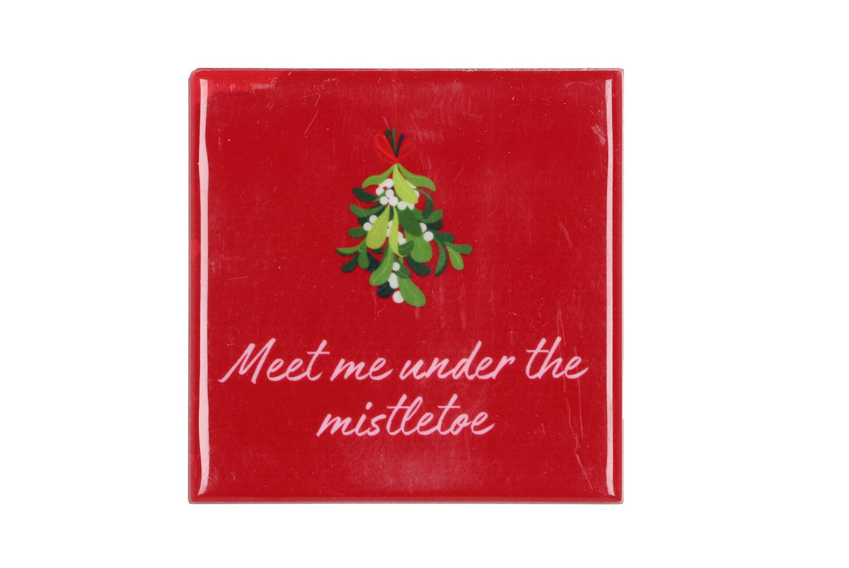 tile meet me under the mistletoe red 10x10x1cm
