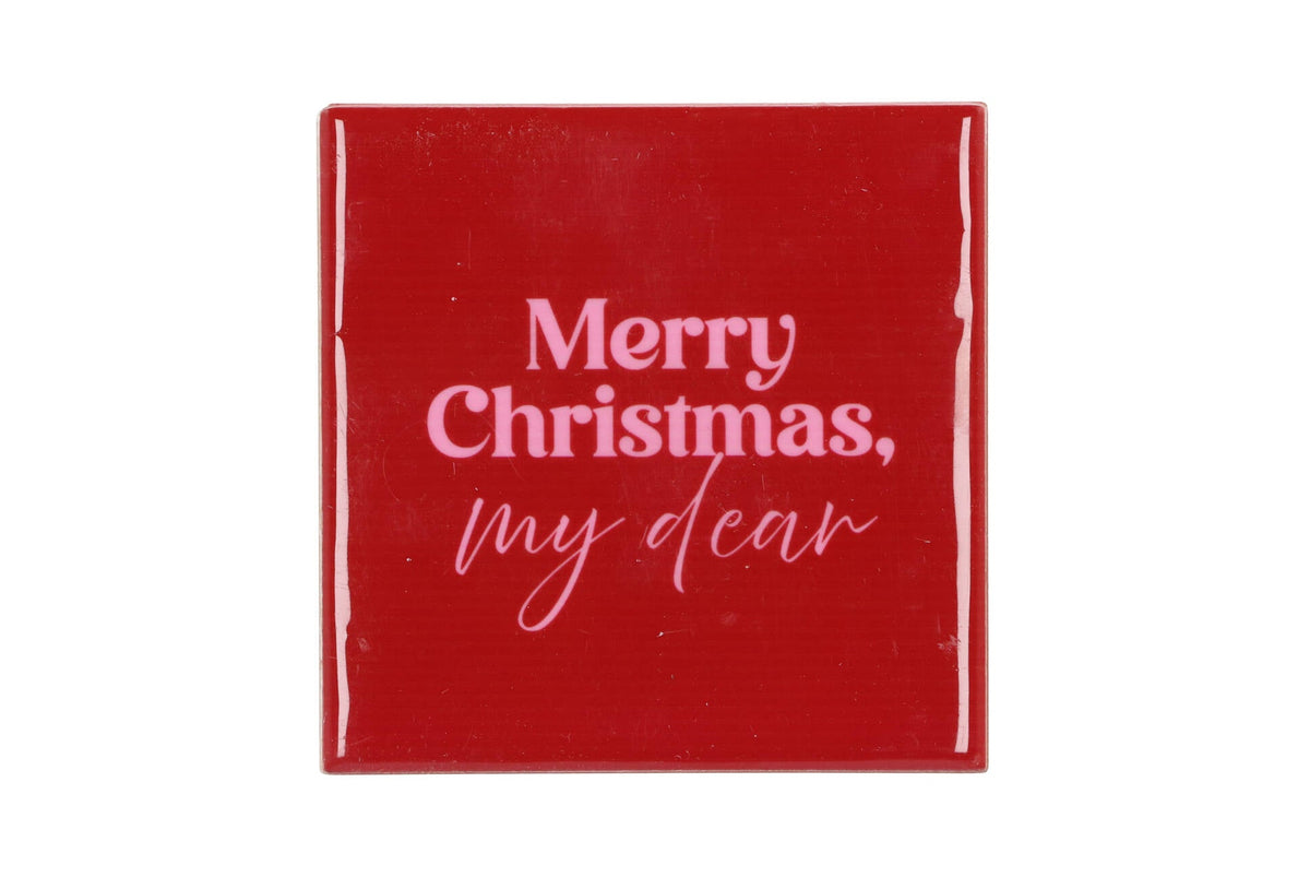 tile merry christmas my dear red 10x10x1cm