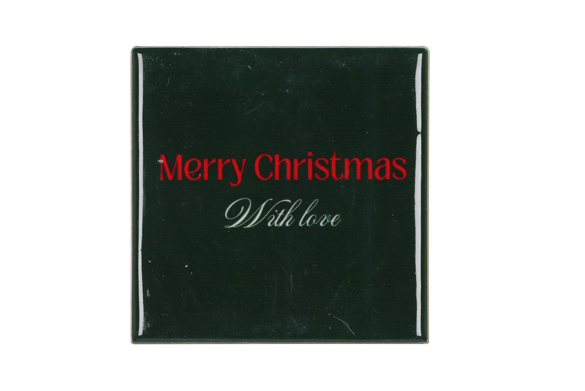 tile merry christmas green 10x10x1cm