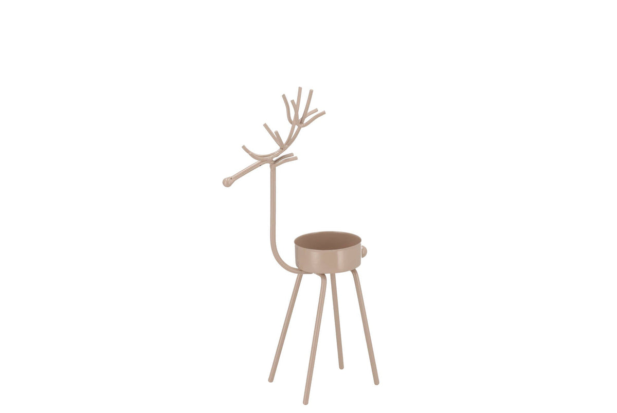 rusty sand deer with candle holder 11x7x21cm