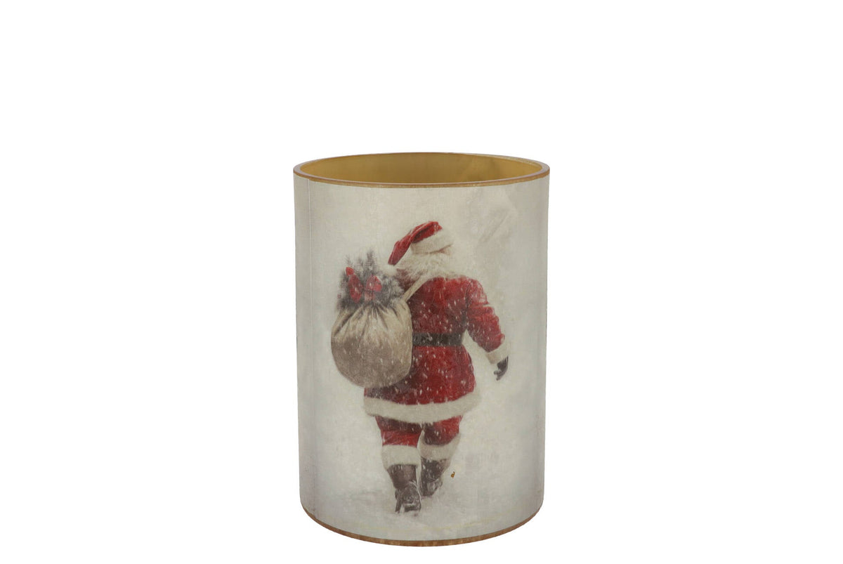 ruby white t-light santa 9x10cm