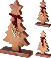 boom hout 30cm bruin met burgundy lint en goud ster 2ass design