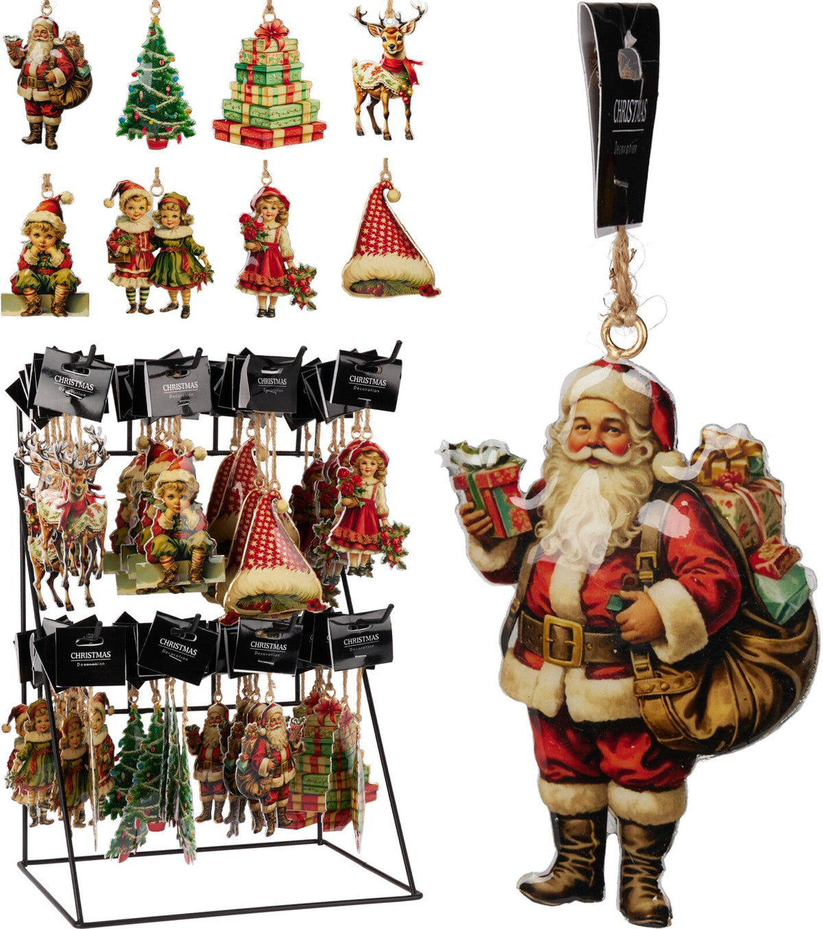 hanger kerst retro 10cm 8ass