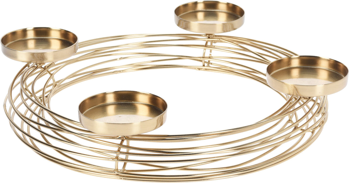 kaarsen krans 35cm goud
