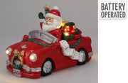 kerstman in auto 22x12x14cm met led