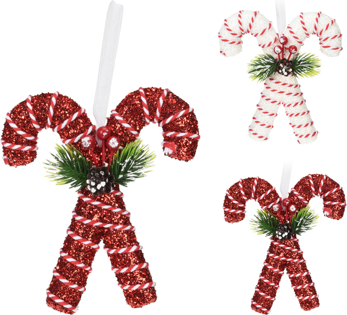 zuurstok 2sts met kerstdeco 20cm 2ass kl