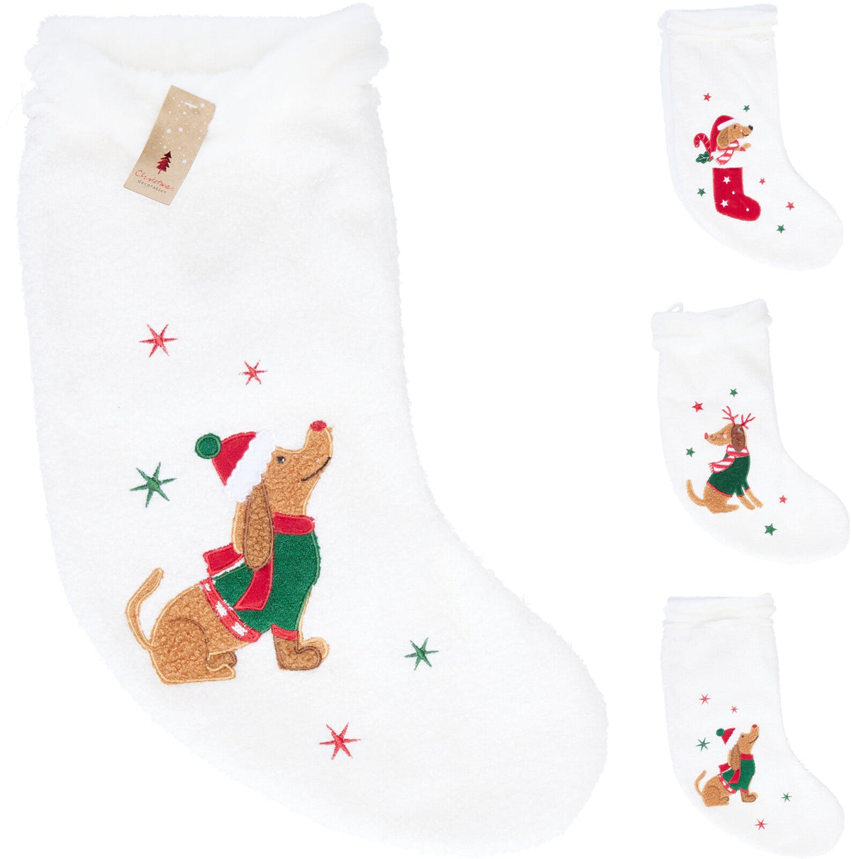 kerstsok 40x22cm 3ass