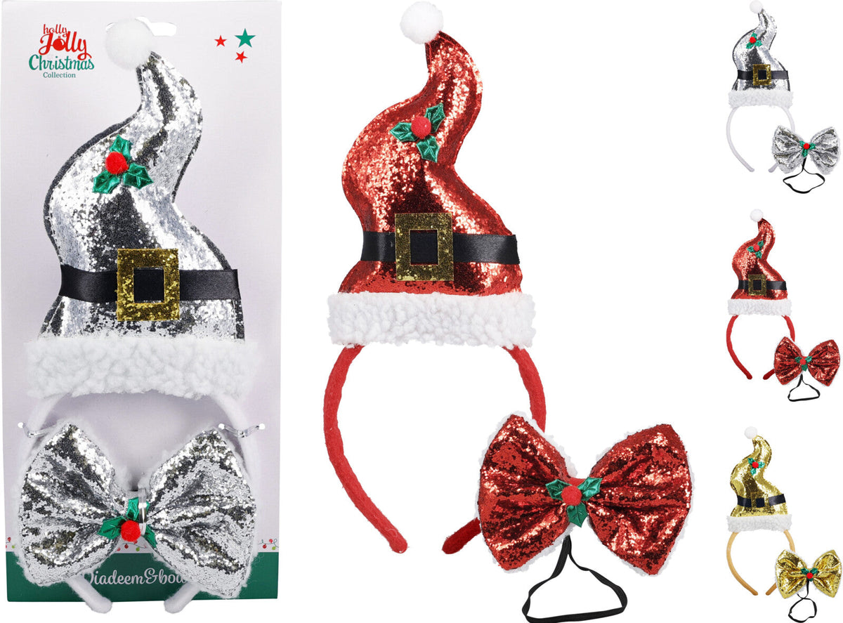 diadeem en strik set van 2sts 3ass kleur