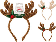 diadeem met gewei en hulst blad 23cm 2ass kleur