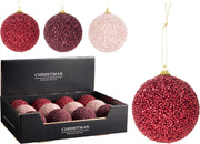 kerstbal glitter 80mm 3ass kleur