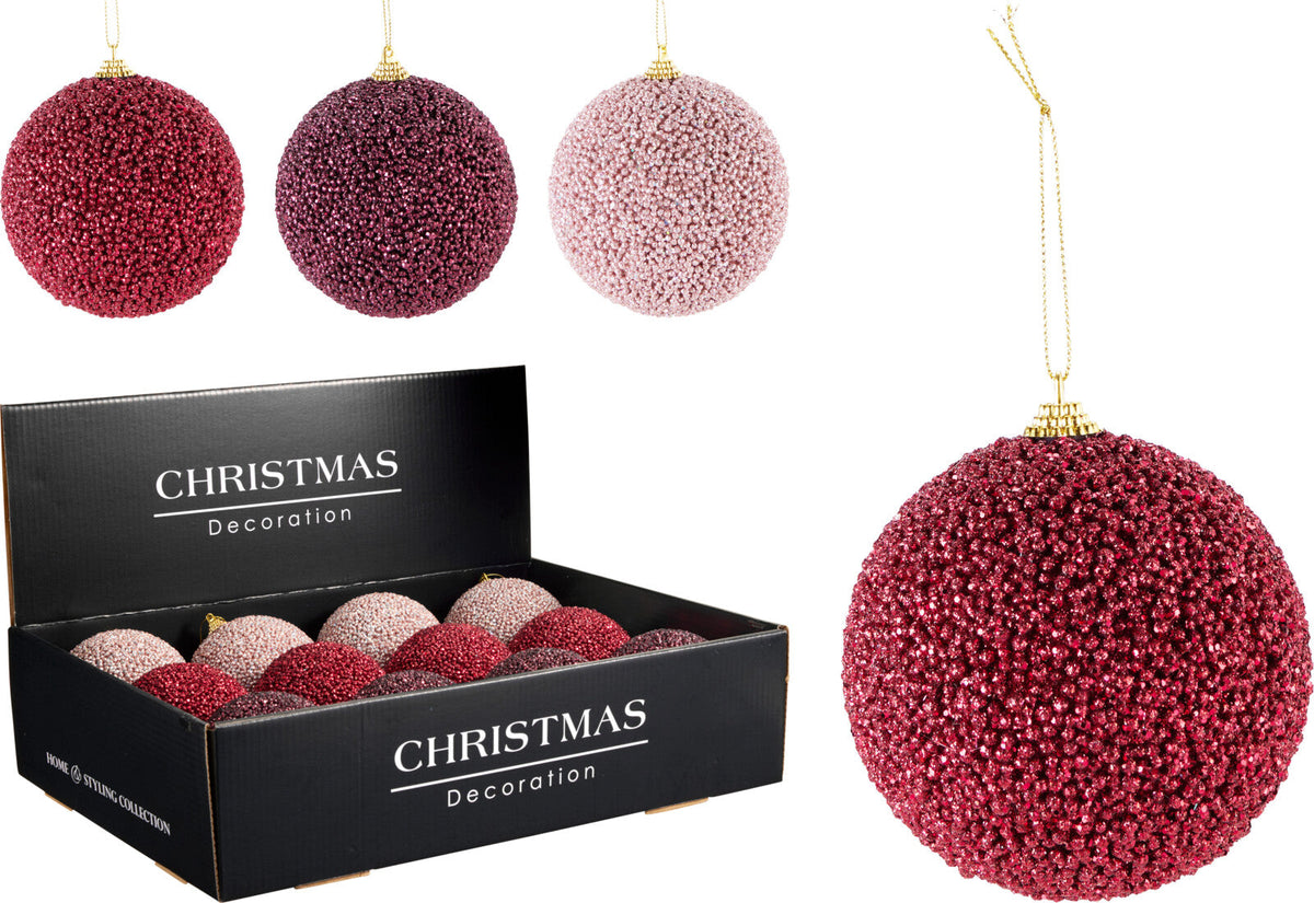 kerstbal glitter 100mm 3ass kleur