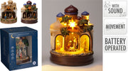 kerststal kasteel 22cm met led en muziek 2ass