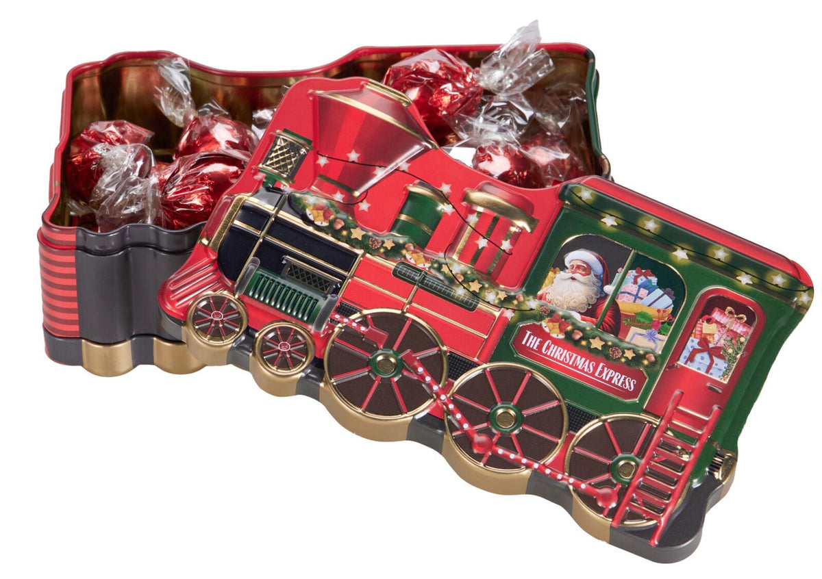 xmas train tin filled pralines
