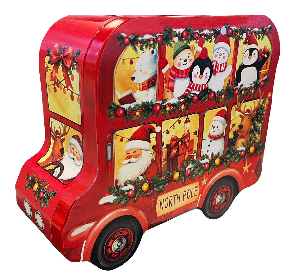 bus tin filled with cookies