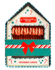 xmas house tin with candy cane