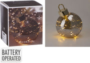 kerstbal met led 15cm grijs
