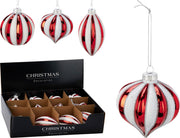 kerstbal ornament rood wit 3as