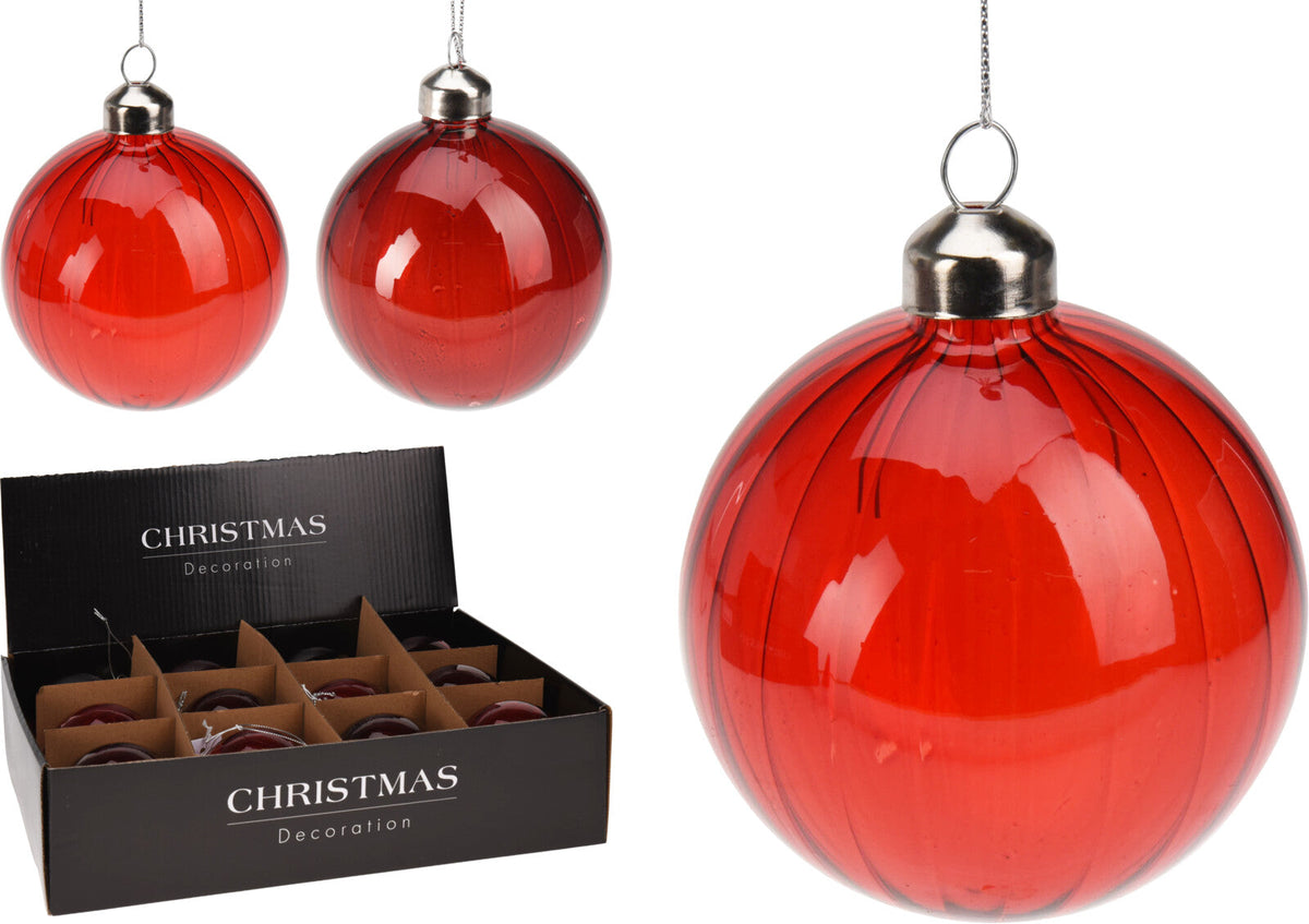 kerstbal glas 8cm 2ass rood