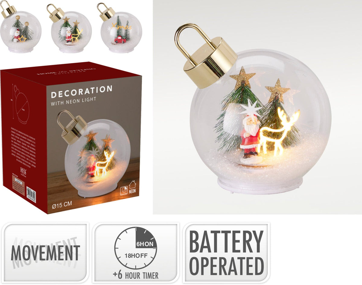 kerstbal met kerstscene led 15