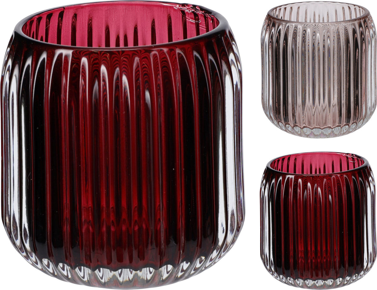 theelichthouder 8cm glas 2ass