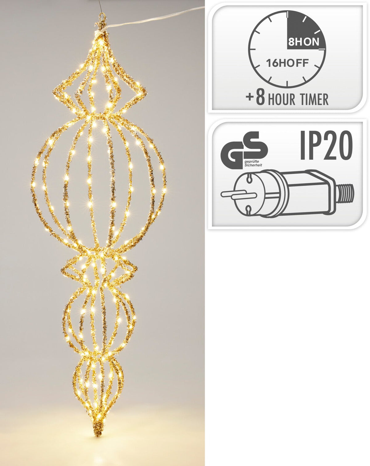 ornament met led en glitter 80led