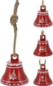 bel met jute touw 17x17cm 3ass rood