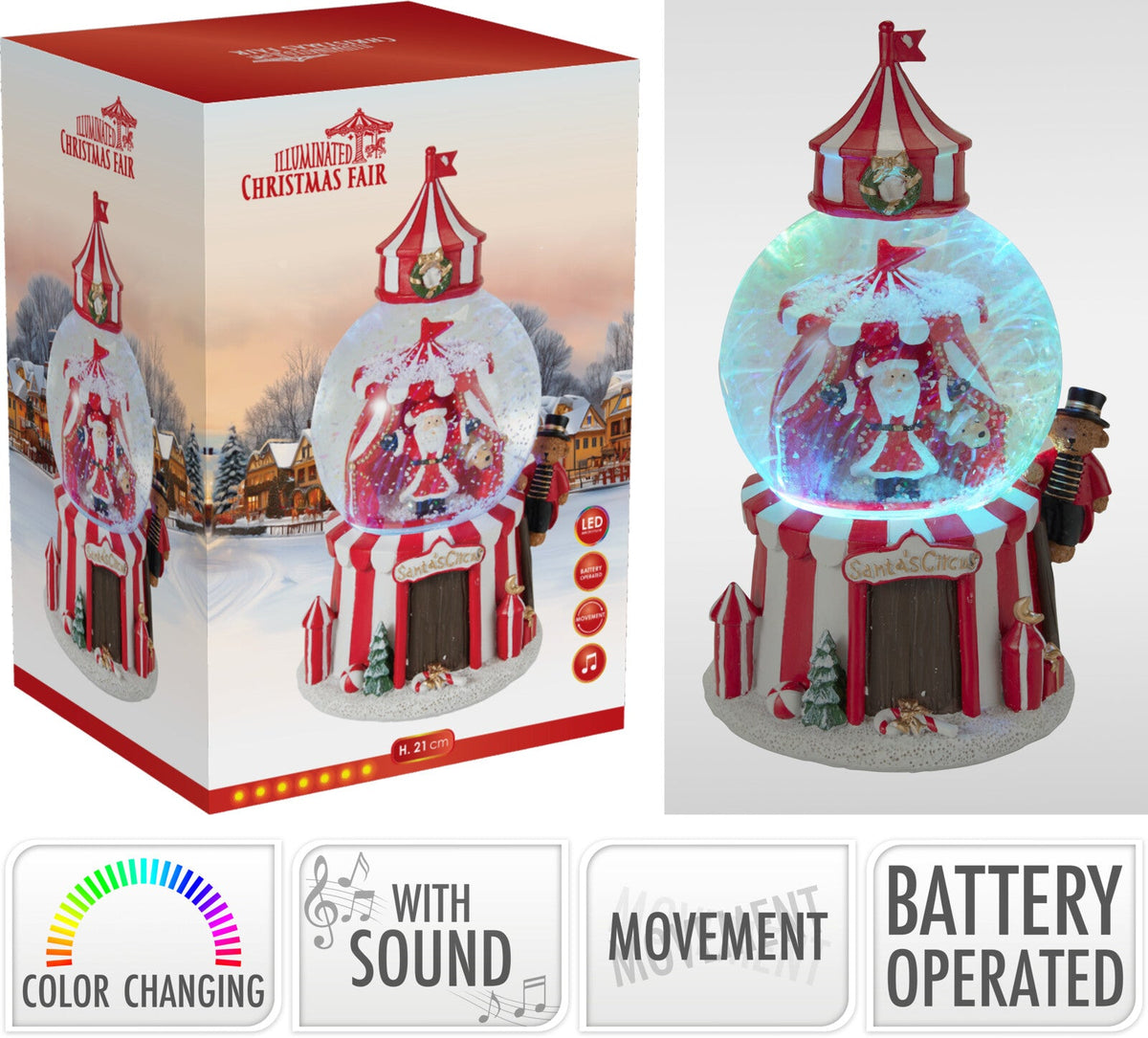 waterbal 10cm santa's circus 21cm