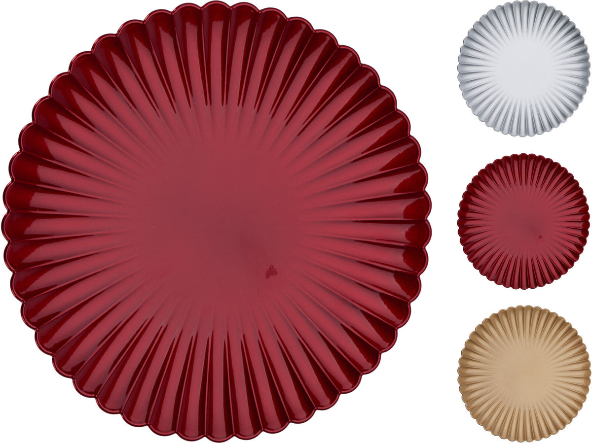 onderbord 33cm shiny finish geribbeld 3ass kleur