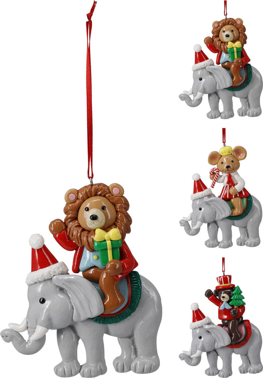 circus olifant hangdeco 3ass designs 11cm klei look glanzend