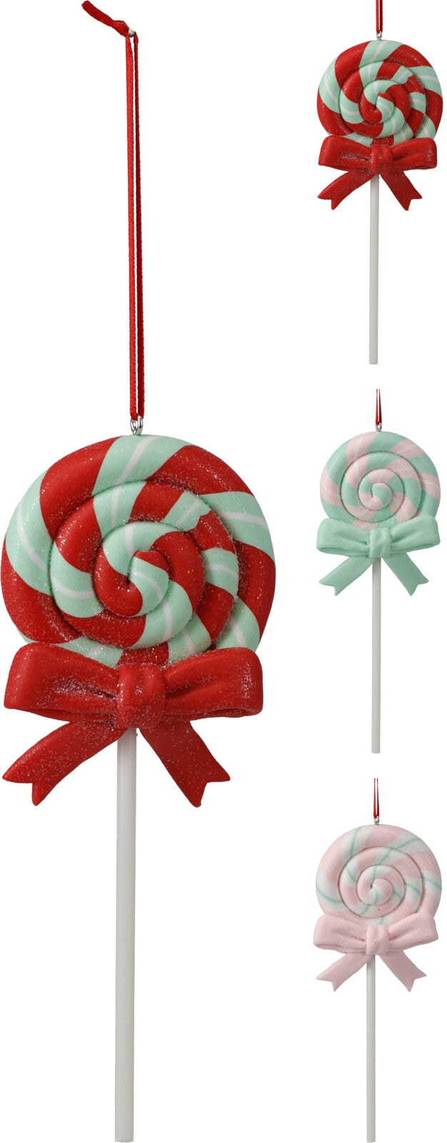 lolly hangdeco 3ass colors klei look met glitter
