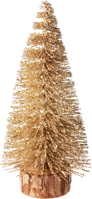 kerstboompje 14cm goud met glitter