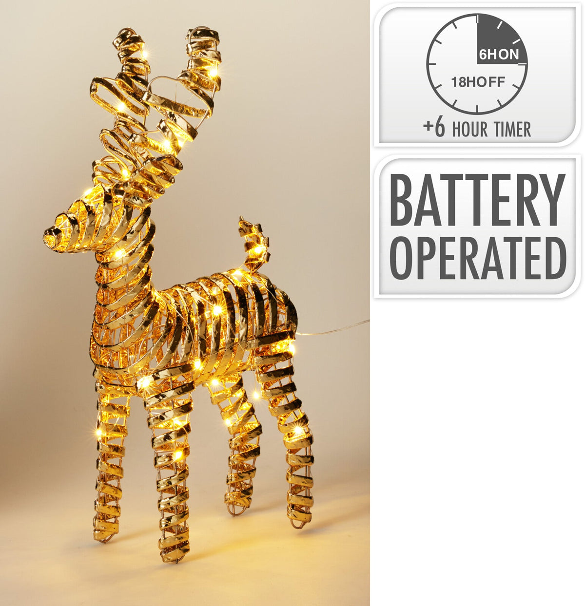 rendier 37cm met led goud kl
