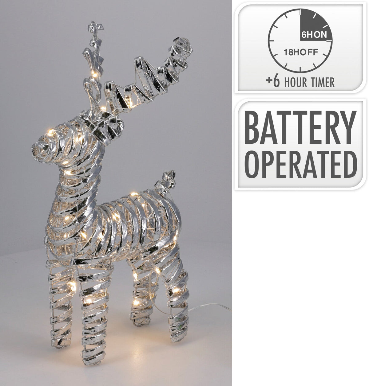rendier 34cm met led zilver kl