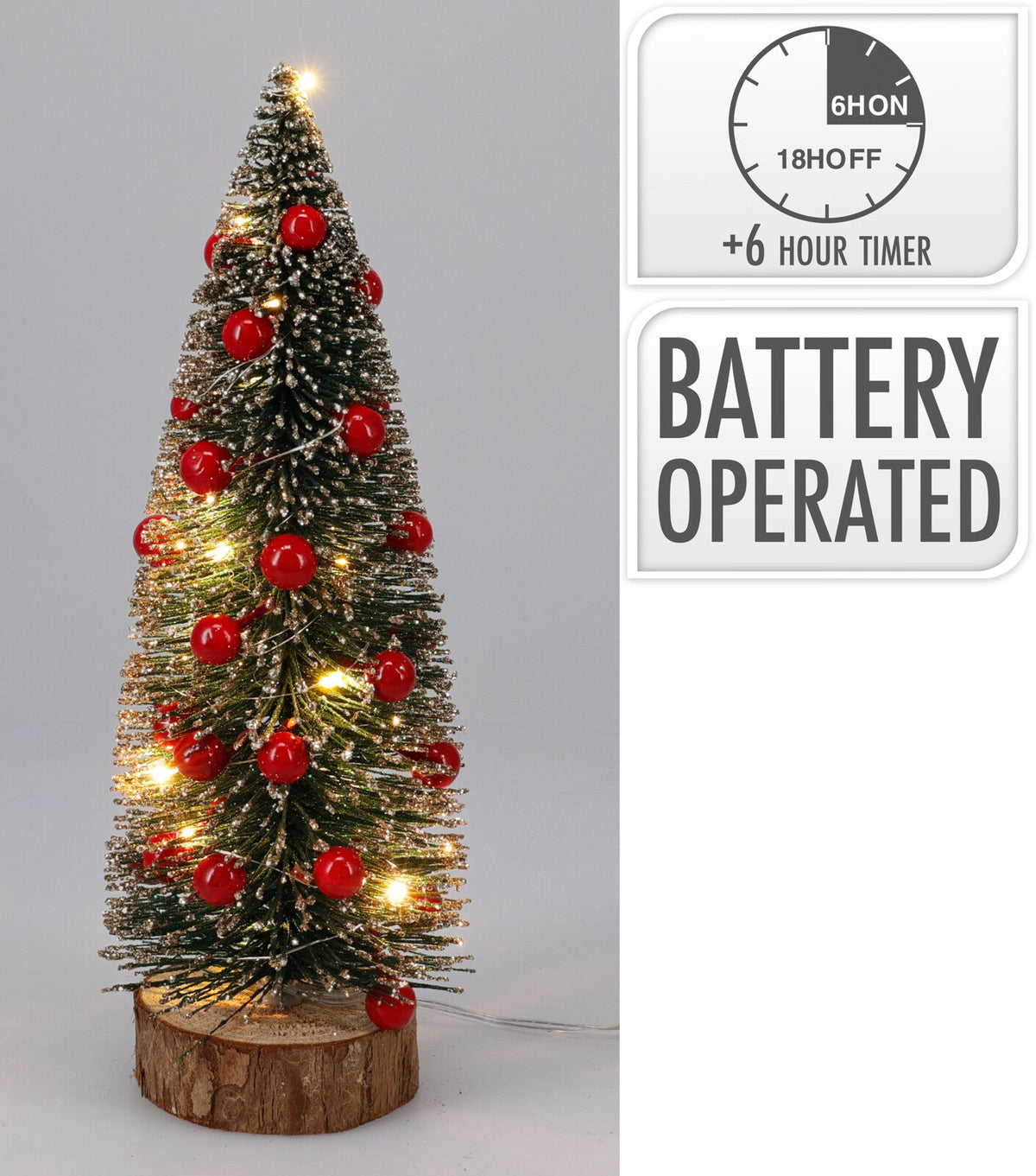 boom 20led 30cm met goud glitter en rode ballen