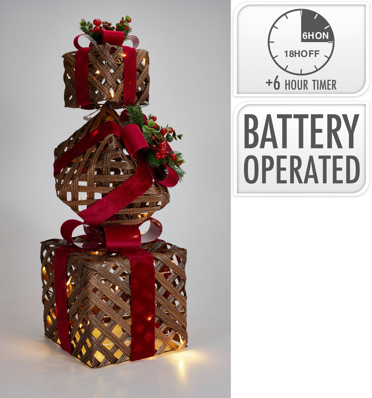 cadeaudozen vierkant 73cm led rood