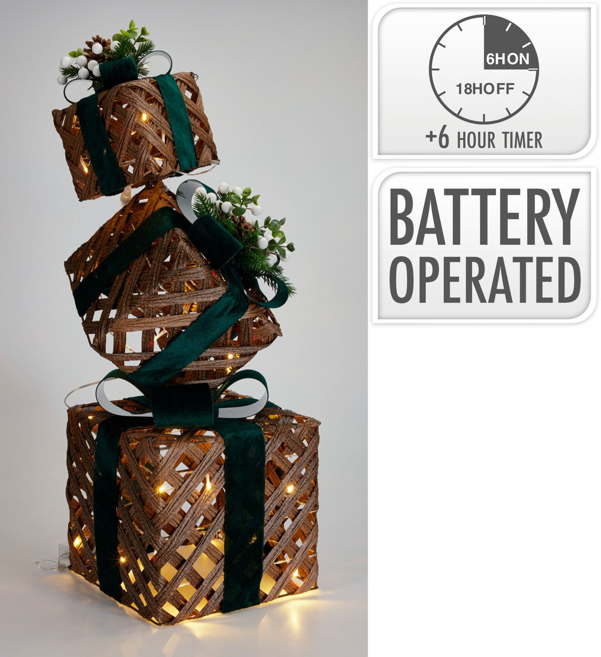 cadeaudozen vierkant 73cm led groen