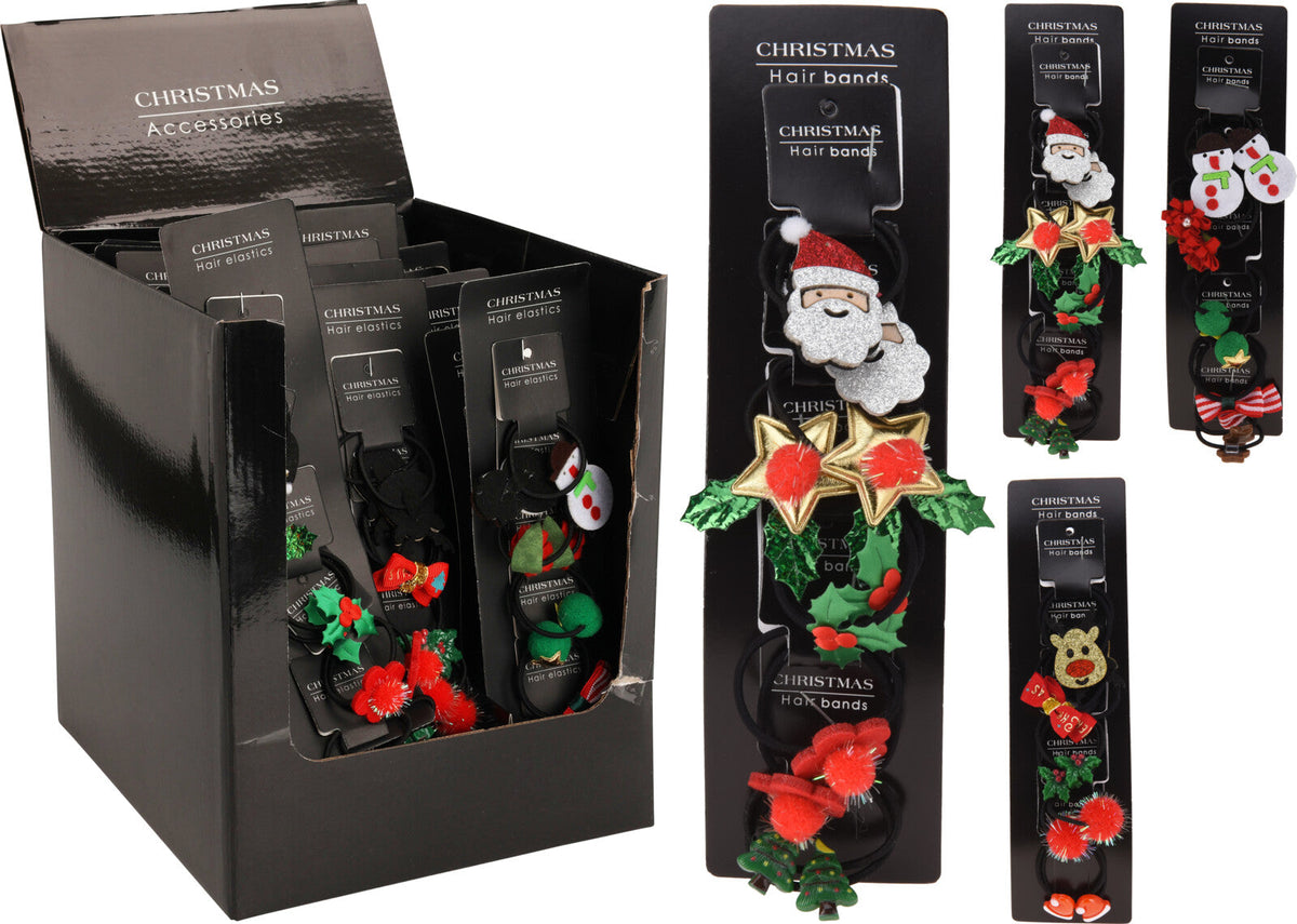 haarelastiek 5sts op kaart kerst 3ass
