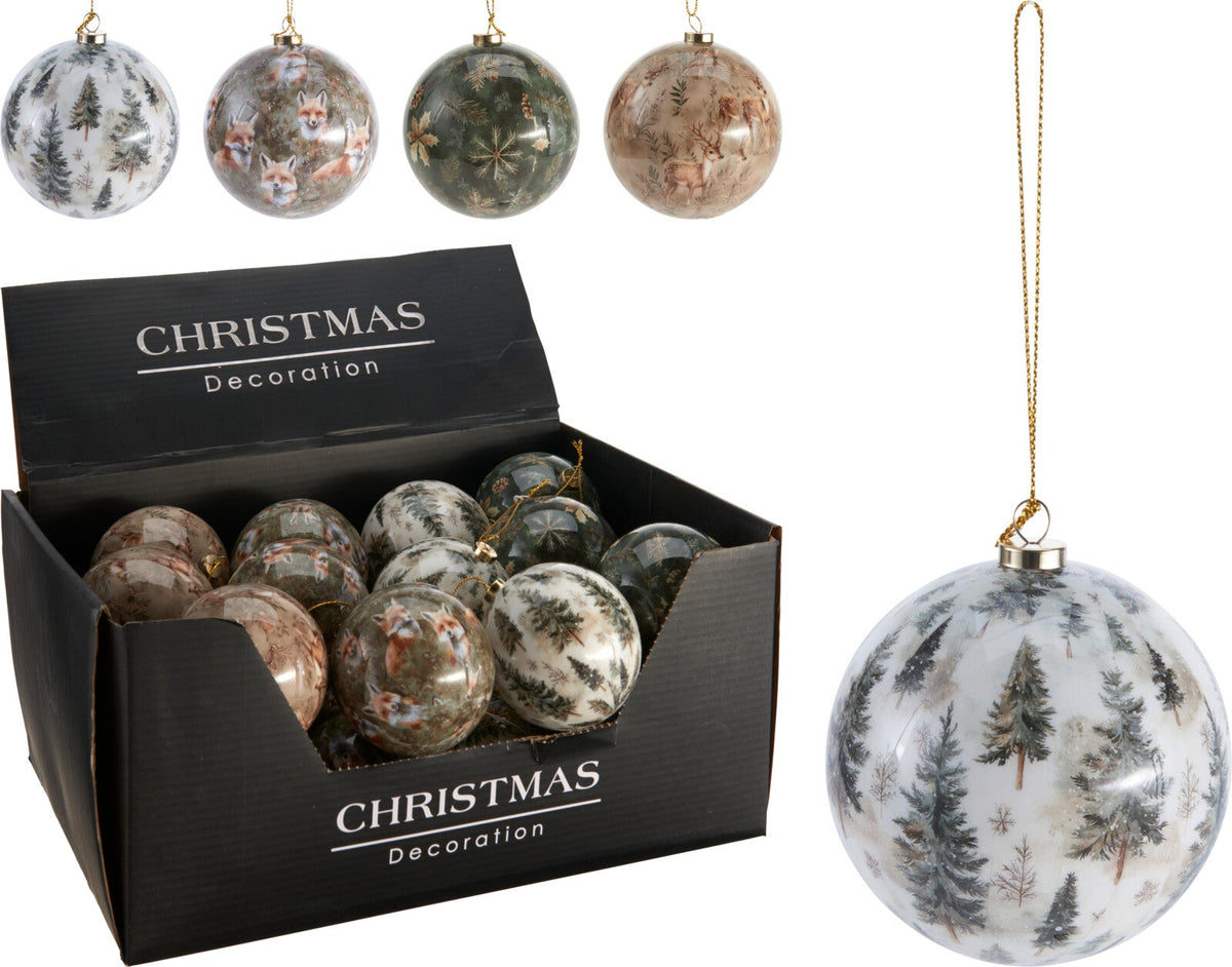 kerstbal 8cm 4ass design natuur
