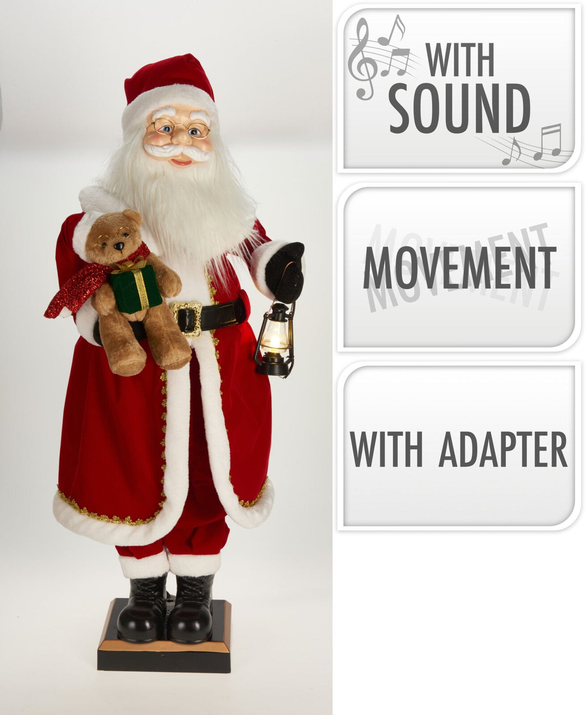 kerstman 110cm met beweging en muziek en led