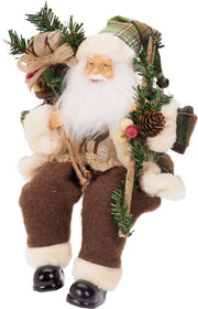 kerstman zittend 30cm bruin