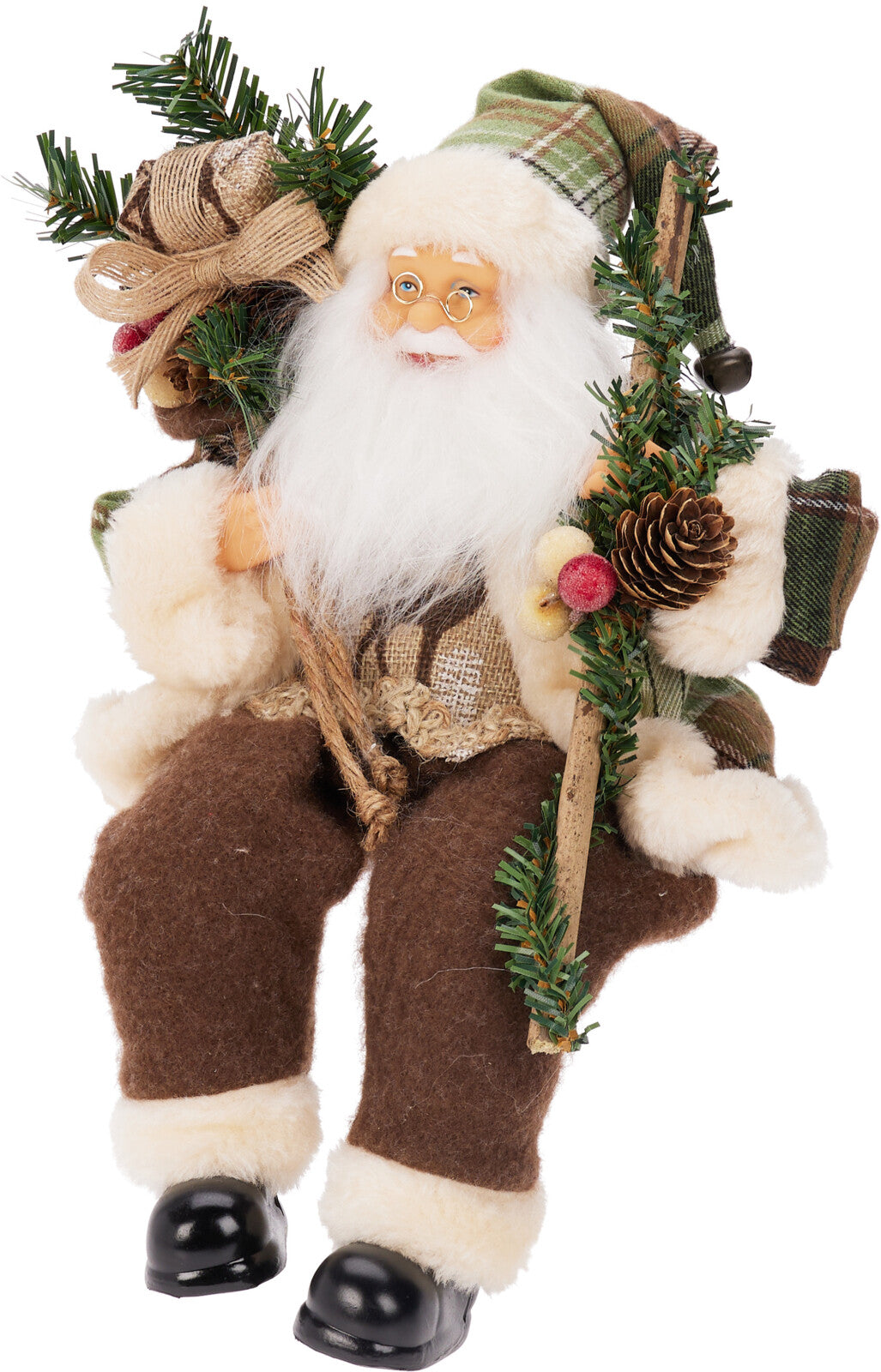kerstman zittend 30cm bruin