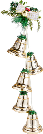 kerstbellen met dennentakjes hangdeco champagne