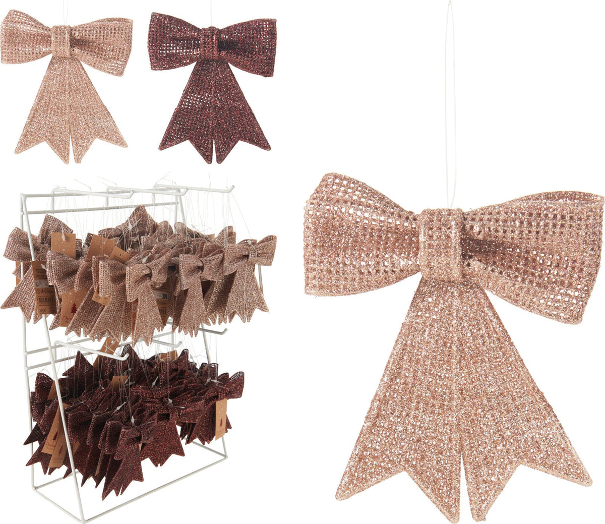 strik 11cm glitter hangdecoratie 2ass kleur