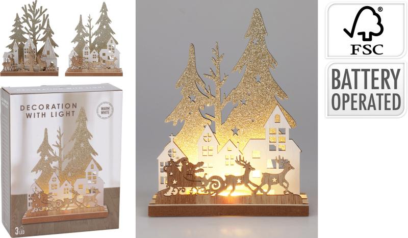 Weihnachts Tischlampe 2ass 15cm