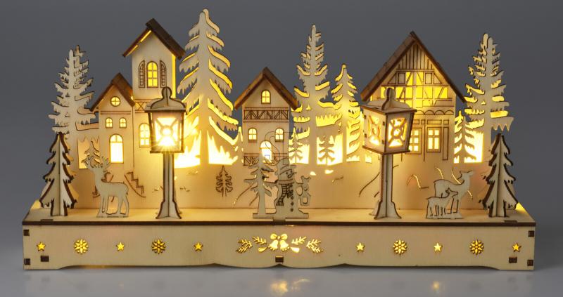 Holzhaus mit LED 30cm