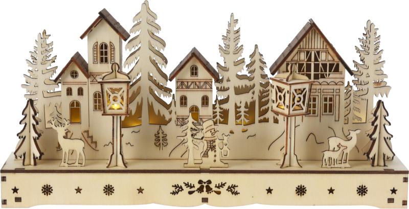 Holzhaus mit LED 30cm